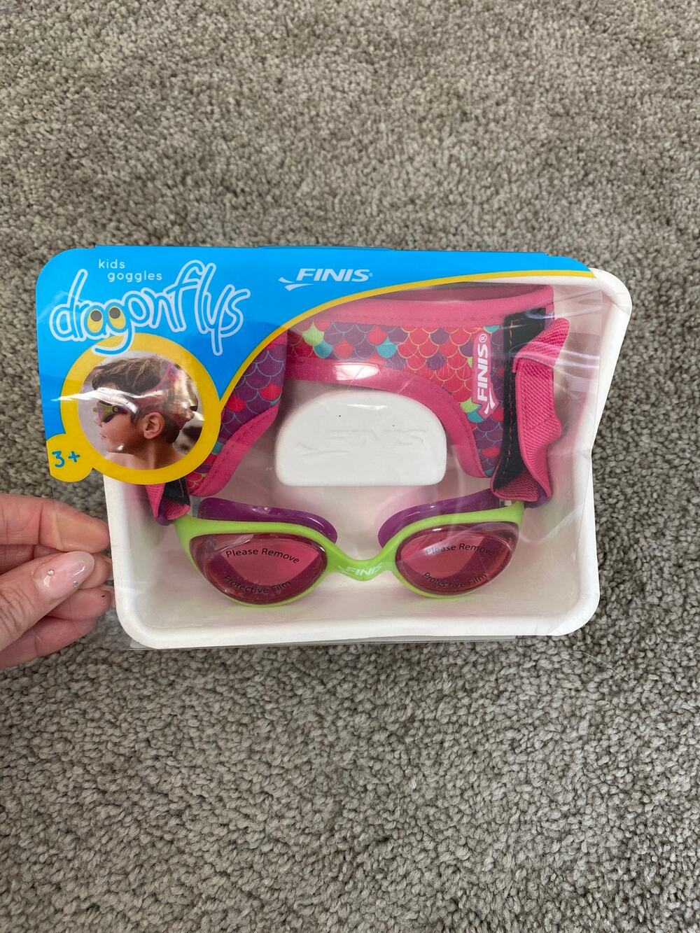 New FINIS DragonFly Kids Swim Goggles Lavender Scales